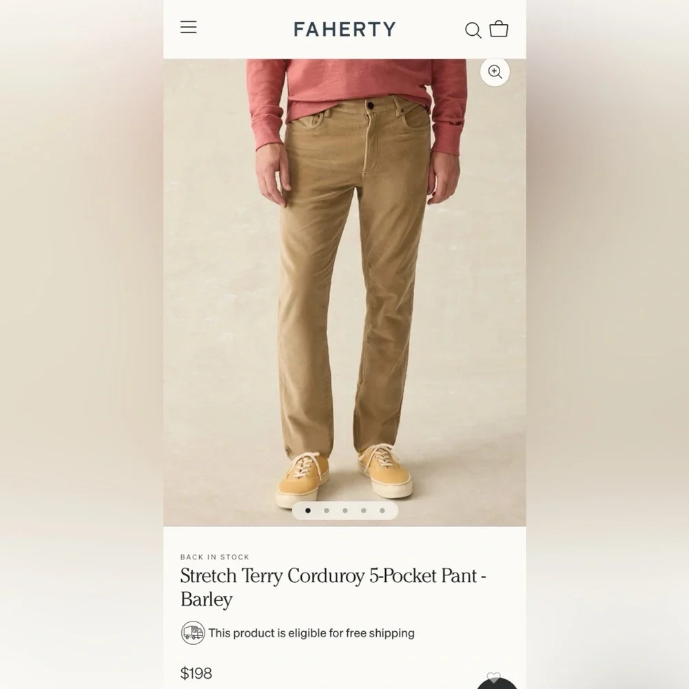 Faherty Men’s Corduroy Pants size 33